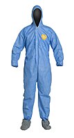 DuPont ProShield 10 Disposable Protective Coverall with Elastic Cuff, Standard Fit Hood and Attached Skid-Resistant Boots