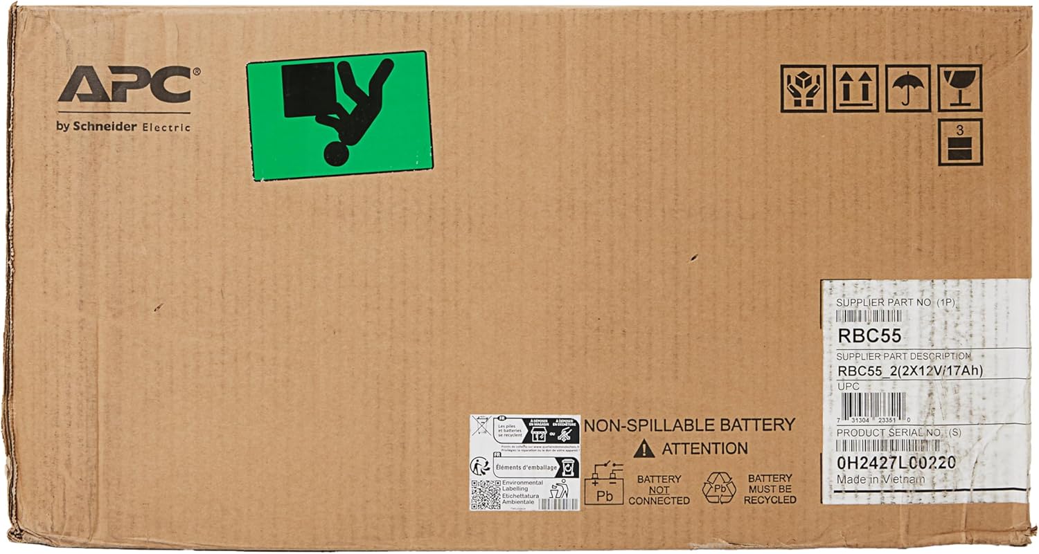 APC UPS Battery Replacement, RBC55, for APC Smart-UPS Models SMT2200, SMT3000, SMT2200C, SMT200US, SMT3000C, SUA2200