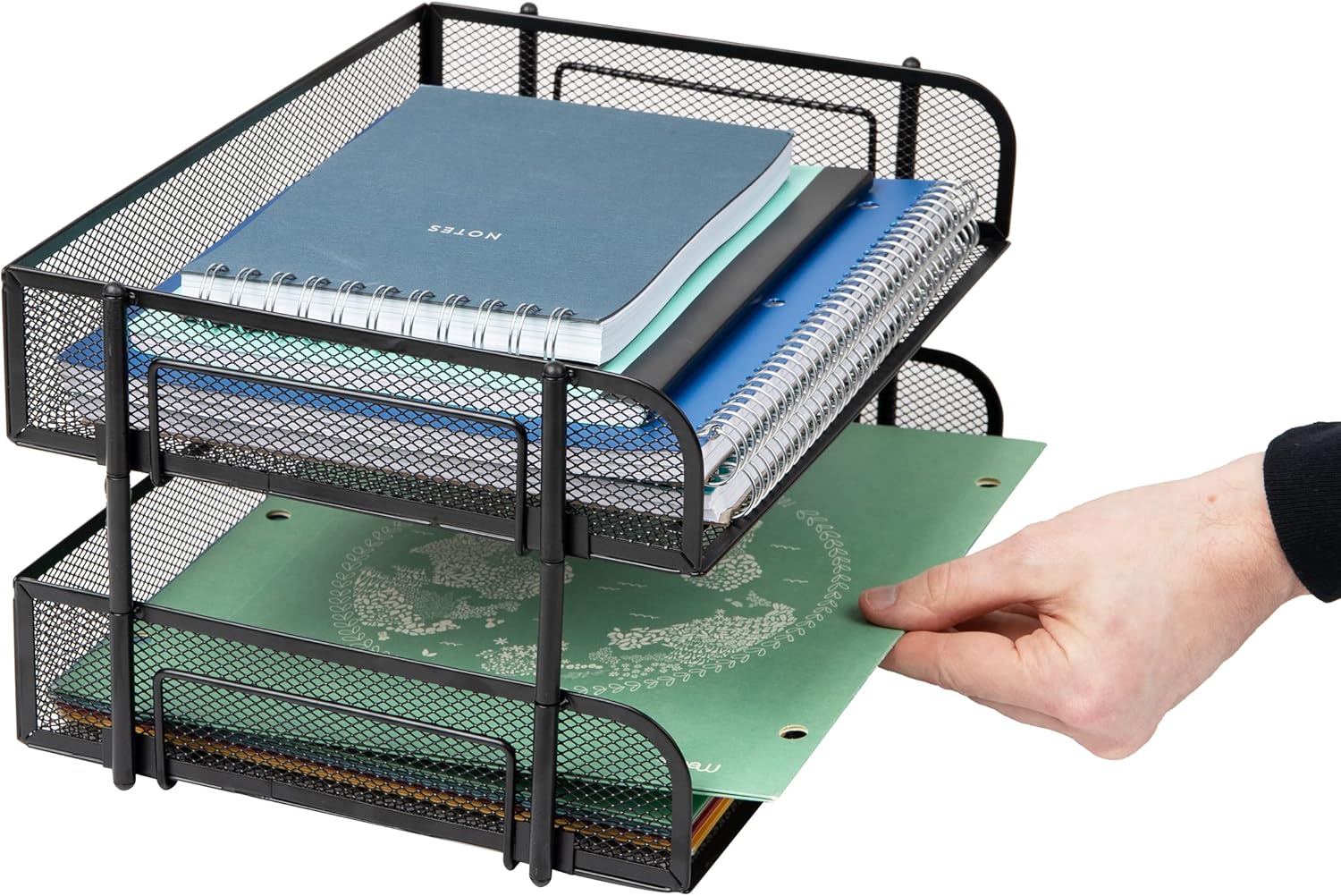 MIND READER Stackable Paper Tray Desktop Organizer, Metal Mesh