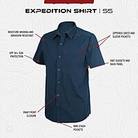 Vertx Expedition Men's Short Sleeve Shirt, Tactical, CCW Compatible, with Sun Protection