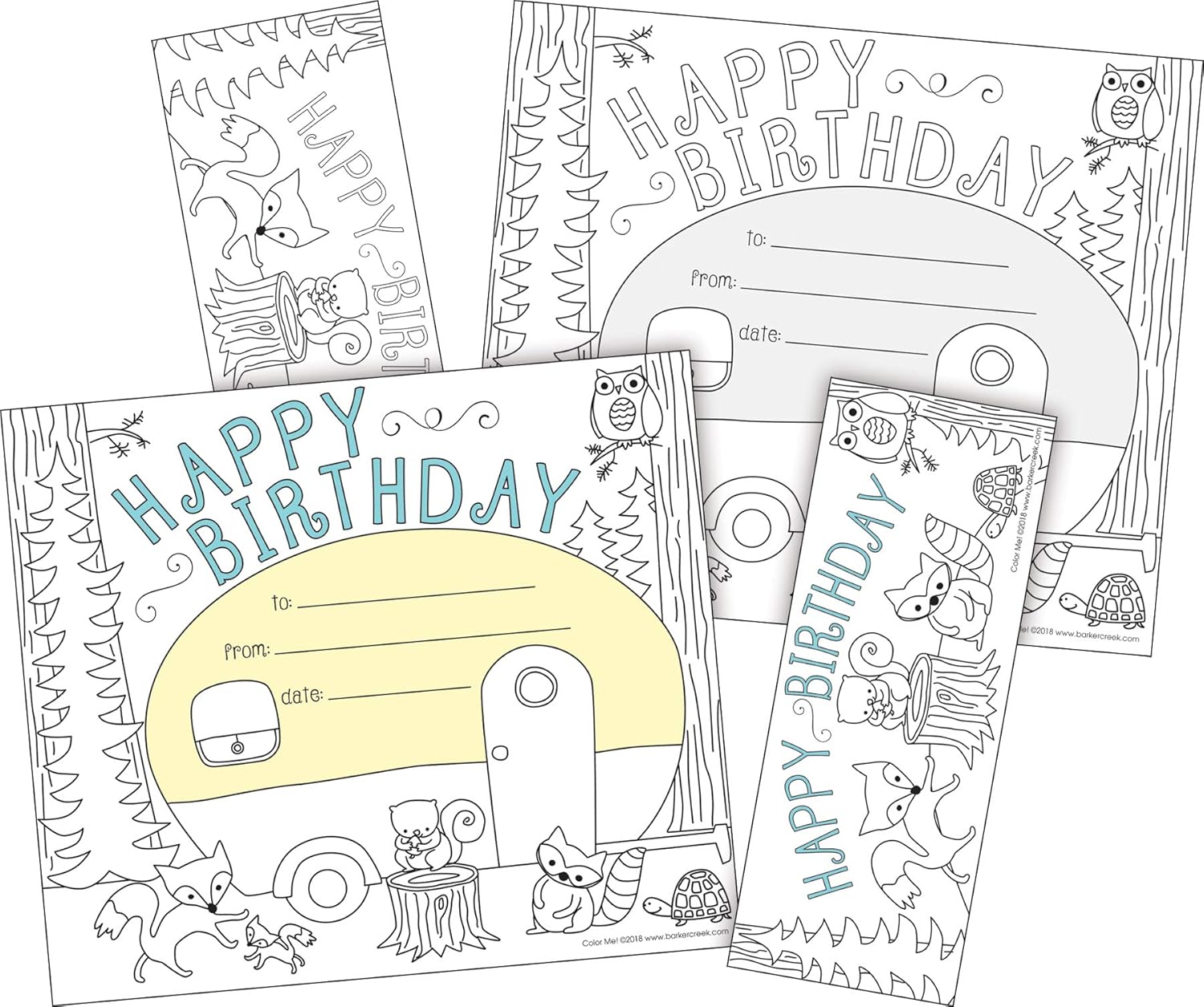 BARKER CREEK Recognition Awards and Bookmarks, Color Me Happy Birthday, 30 Awards that measure 6-3/8" x 5-1/2"