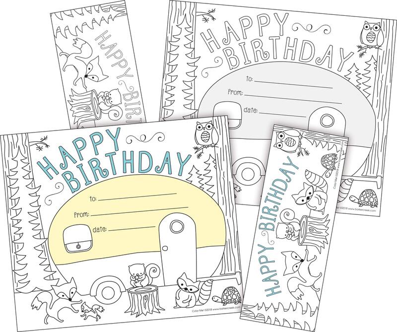 BARKER CREEK Recognition Awards and Bookmarks, Color Me Happy Birthday, 30 Awards that measure 6-3/8" x 5-1/2", 30 Bookmarks that measure 2-1/8" x 5-1/2", 30/Pack (427)