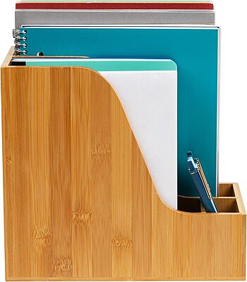 MIND READER Bamboo Desktop Organizer Office Storage