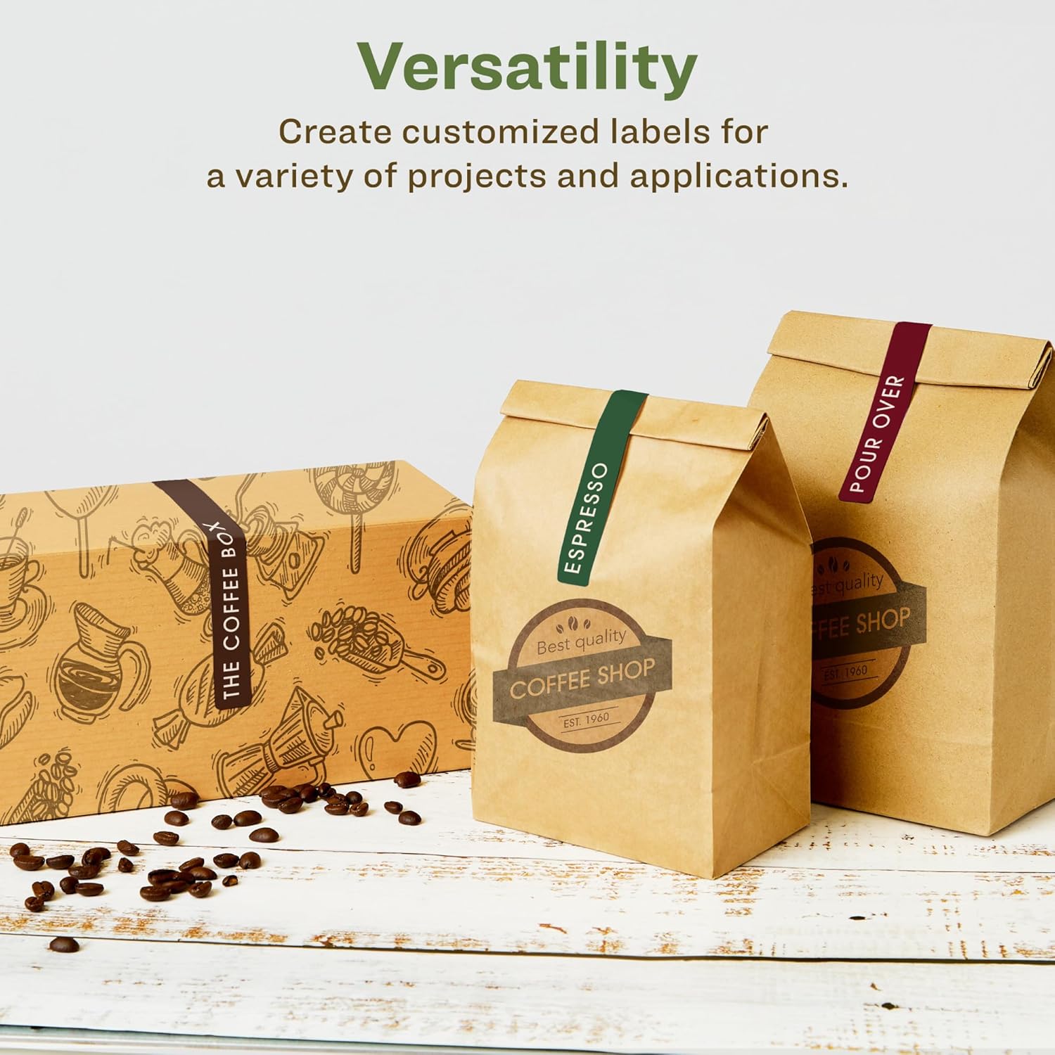 Avery EcoFriendly Matte White Recycled Rectangle Labels, 1" x 7", Print-to-The-Edge, Matte White Labels, Permanent Adhesive, Laser/Inkjet Printable, 80 Total 80 labels