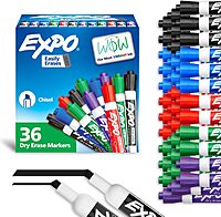 EXPO Low Odor Dry Erase Markers Chisel Tip Assorted Colors Pack of 36 - Ideal for Classrooms Offices & Home Offices 36 Count