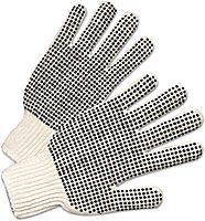PVC Dot String Knit Gloves - regular weight string knit glove black pv
