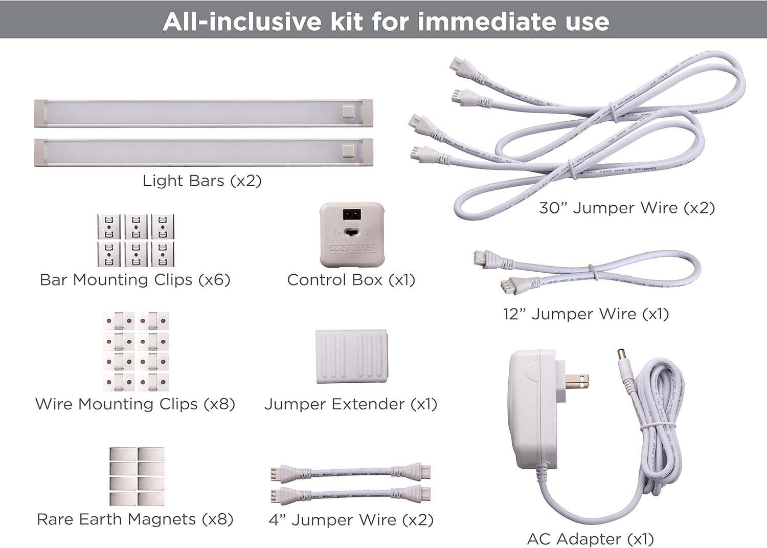 BLACK+DECKER PUREOPTICS LED Under-Cabinet Dimmable Linkable Lighting Kit