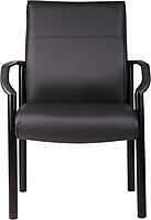 Boss Office Products Mid Back LeatherPlus Guest Chair in Black, 250 lbs