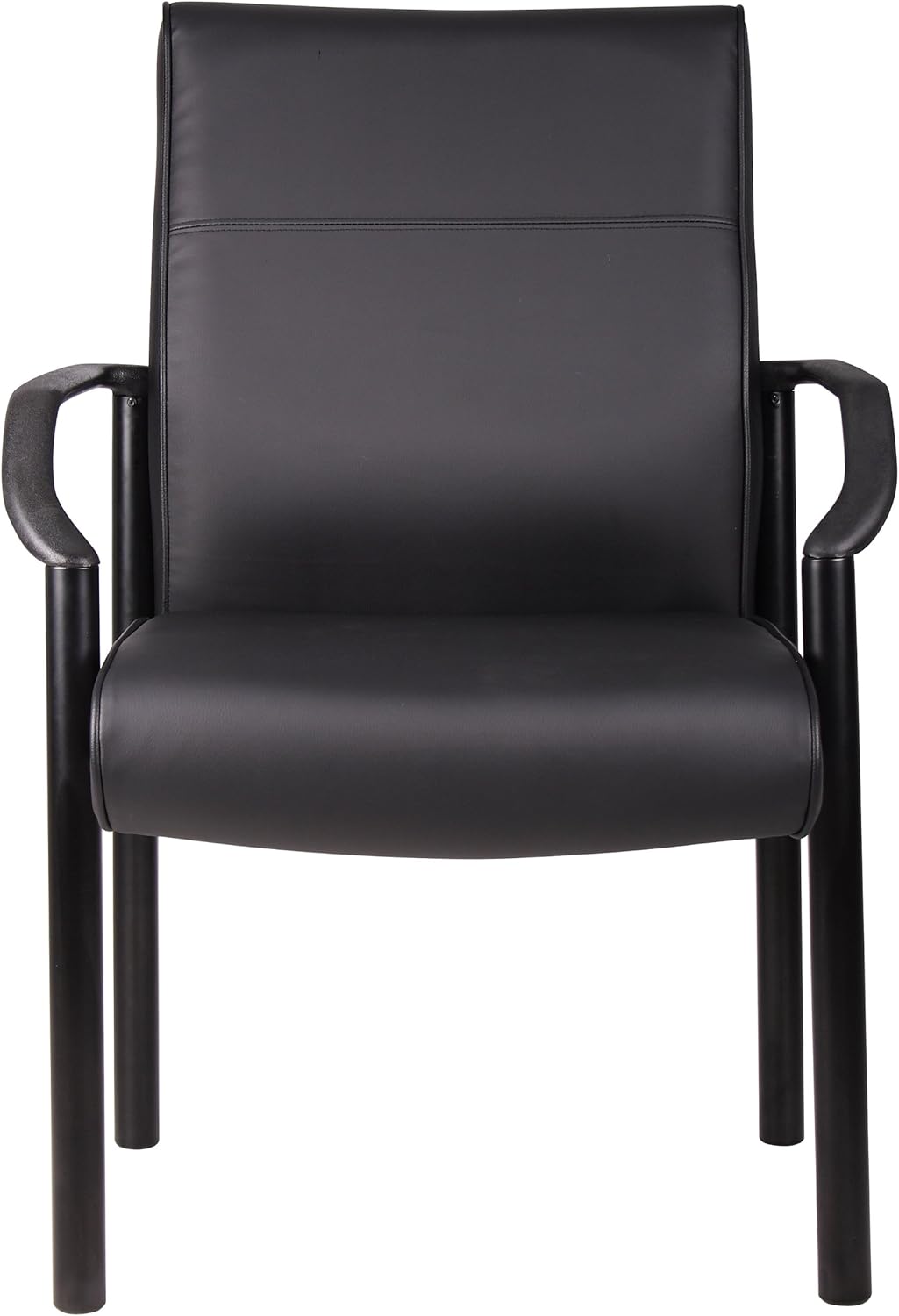 Boss Office Products Mid Back LeatherPlus Guest Chair in Black, 250 lbs