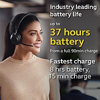 Jabra Evolve2 65 - USB-C MS Teams Stereo with Charging Stand - Black Wireless Headset/Music Headphones