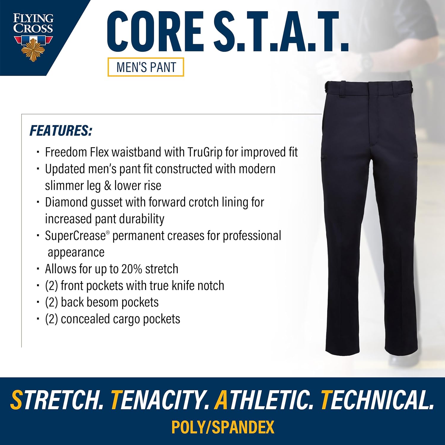 FLYING CROSS CORE STAT Men's Law Enforcement Pants, Class A 6-Pocket
