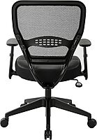 SPACE Seating Professional AirGrid Dark Back and Padded Black Eco Leather Seat, 2-to-1 Synchro Tilt Control, Adjustable Arms and Tilt Tension with Nylon Base Managers Chair