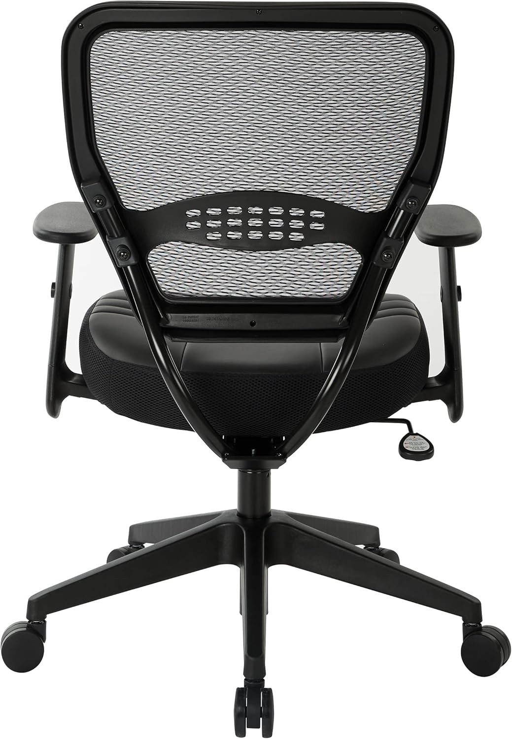 SPACE Seating Professional AirGrid Dark Back and Padded Black Eco Leather Seat, 2-to-1 Synchro Tilt Control