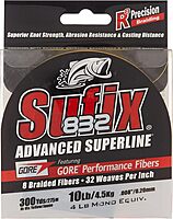 Sufix 832 Advanced Superline Braid, Hi-Vis Yellow, 10-Pound/300-Yard Spool (660-110Y)
