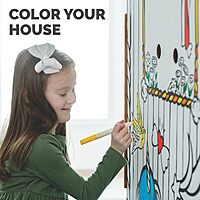 Bankers Box at Play Color in Unicorn Playhouse, Cardboard Playhouse and Life Size Craft Activity for Kids and Families