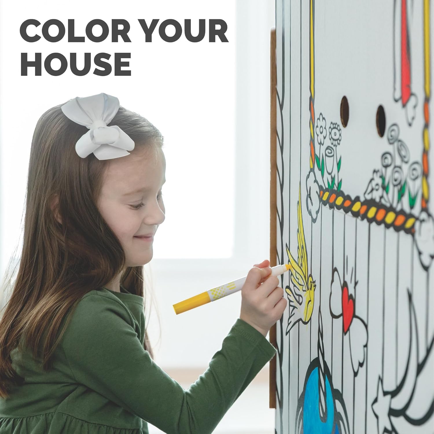 Bankers Box at Play Color in Unicorn Playhouse, Cardboard Playhouse and Life Size Craft Activity for Kids and Families