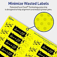 Avery Printable Rectangle Labels, Sure Feed Technology, 1" x 4", Neon Yellow, Laser/Inkjet Printable