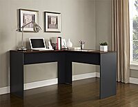 Ameriwood Home The Works 52inW L-Shaped Corner Desk, Cherry/Gray