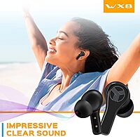 Treblab WX8 - True Wireless Earbuds with Pure Sound, Soft Silicone Ear Buds, IPX8 Waterproof, 28H Play, Wireless Charging