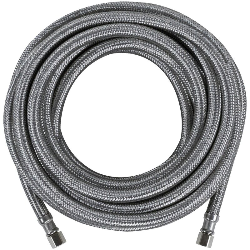 Certified Appliance Accessories Ice Maker Water Line, 25 Feet, PVC Core with Premium Braided Stainless Steel Connector