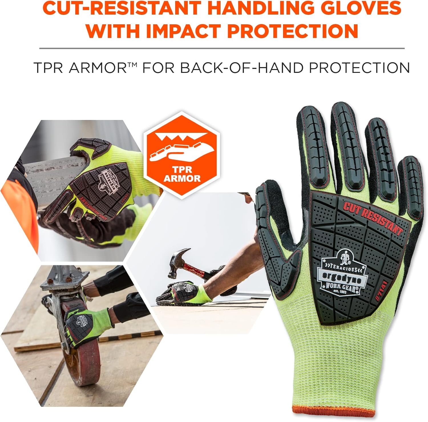 Ergodyne ProFlex 7141 Hi-Vis Nitrile-Coated DIR Level 4 Cut-Resistant Gloves