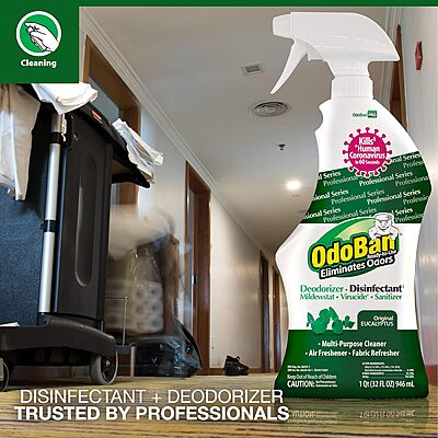 OdoBan Professional Ready-to-Use Disinfectant and Odor Eliminator, 32 Ounce Spray Bottle, Original Eucalyptus Scent 32 Fl Oz (Pack of 1)