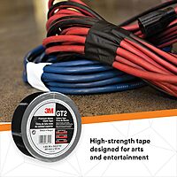 3M Premium Matte Cloth (Gaffers) Tape GT2, High-Strength, Indoor/Outdoor Use, Black, 48 mm x 50 m, 11 mil, 1 Roll, 98514