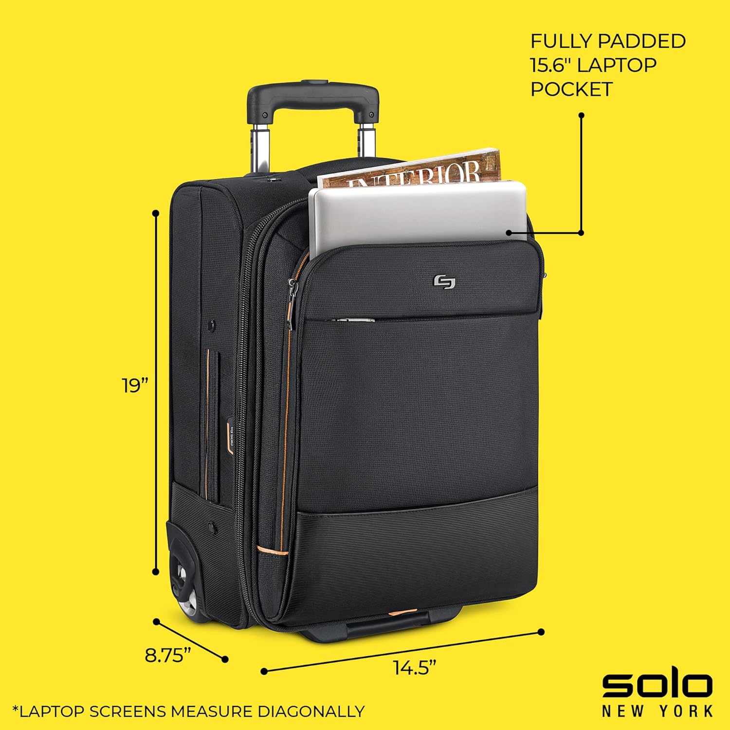 Solo New York Carry On Luggage - Softside Wheeled Overnighter with 15.6in Laptop Pocket
