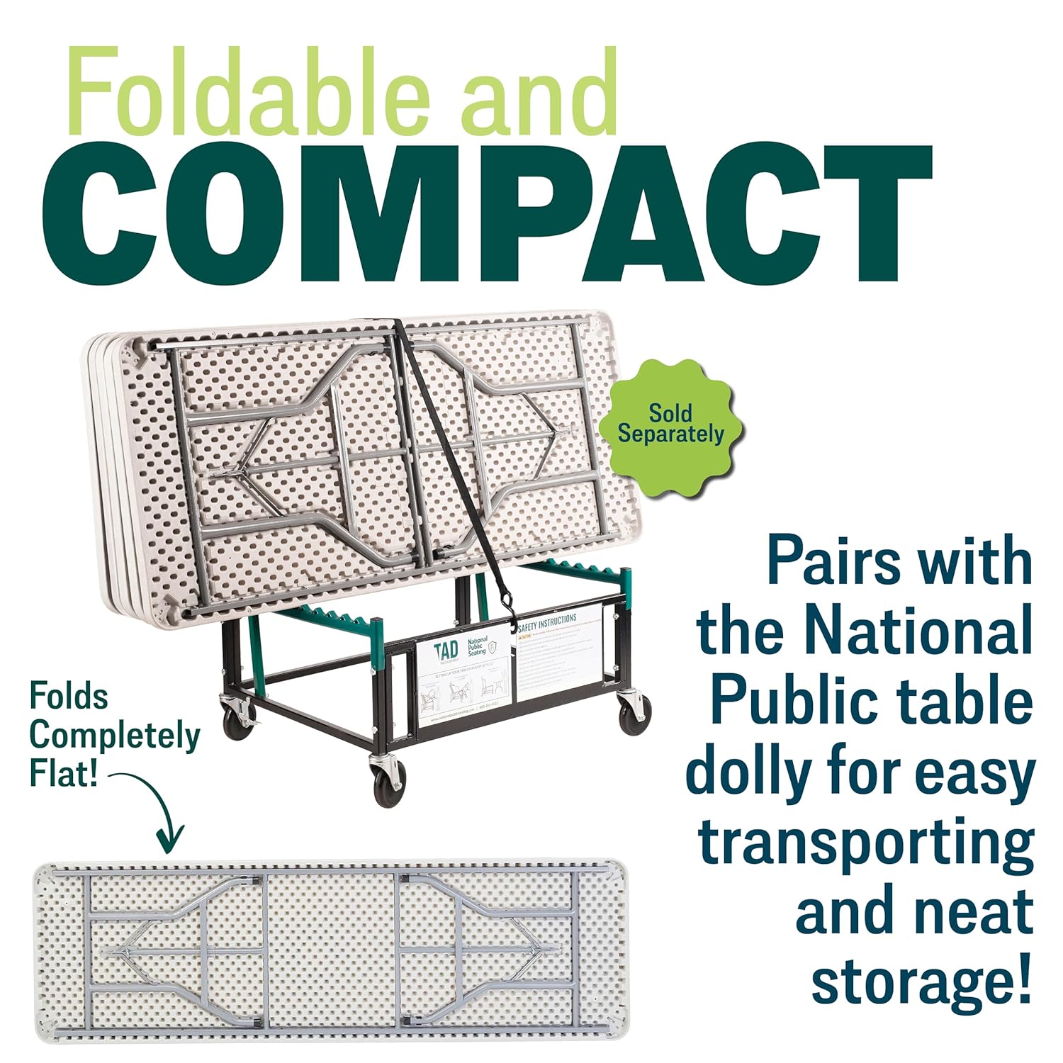 National Public Seating Plastic Folding Table - Heavy-Duty Portable Indoor/Outdoor