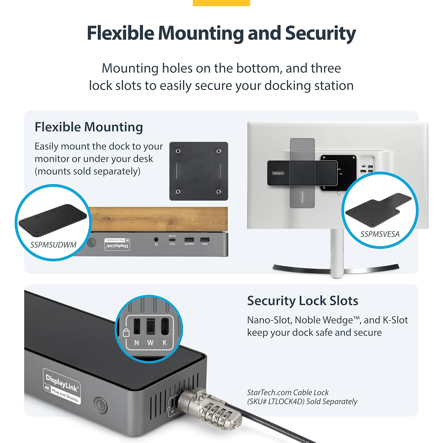 StarTech.com Triple Monitor USB-C Docking Station, 4K 60Hz DisplayLink Dock for MacBook M1 M2 M3 M4 & Windows, 2.5GbE
