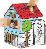 Bankers Box at Play Color in Dog Playhouse, Cardboard Playhouse for and Life Size Craft Activity for Kids and Families