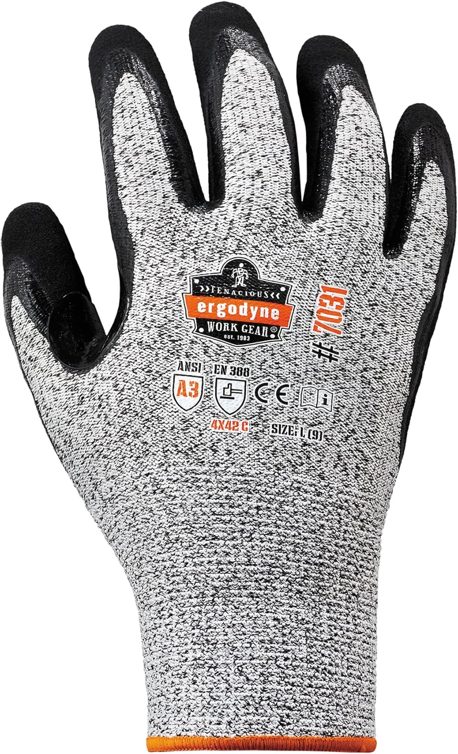 Ergodyne unisex adult Cut Resistant Work Gloves, A3, Surfaces, ANSI A3 Sandy Nitrile Coated Palms for Optimal Grip - of 1 US