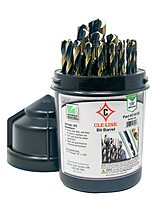 Cle-Line C18128 Bit Barrel Style 1878 High Speed Steel Jobber Length Drill Set, Black and Gold Finish, 1/16" - 1/2" Size