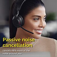 Jabra Evolve2 65 - USB-A MS Teams Stereo with Charging Stand - Black Wireless Headset/Music Headphones