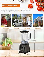 COMMERCIAL CHEF 1200 Watt High Power Blender, 50.7 oz, Black Multi Purpose