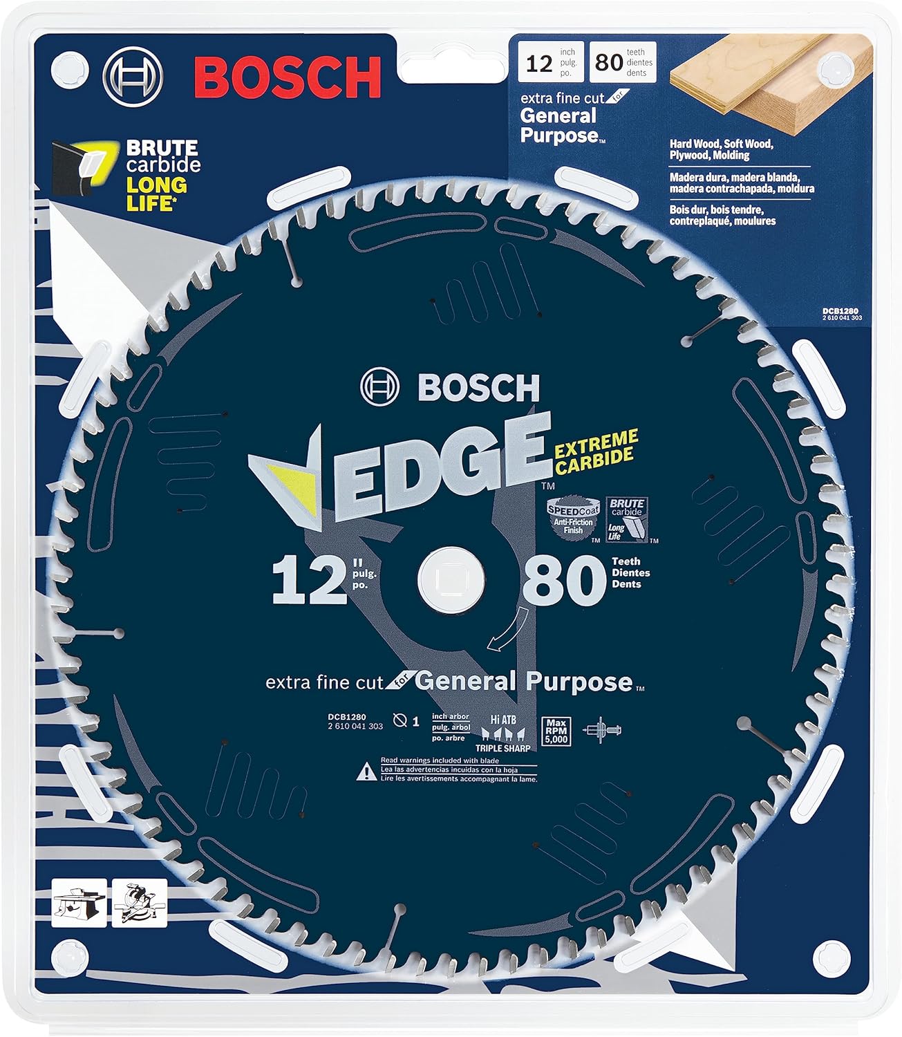 BOSCH DCB1280 12 in. 80 Tooth Edge Circular Saw Blade for Extra-Fine Finish