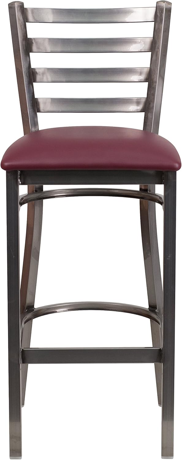 Flash Furniture HERCULES Series Clear Coated Ladder Back Metal Restaurant Barstool