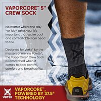 VERTX VaporCore Mens Crew Socks, Merino Wool Moisture Wicking with Odor Control
