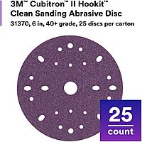 3M™ Cubitron™ II Hookit™ Clean Sanding Abrasive Disc, 31370, 6 in, 40+ grade, 25 discs per carton