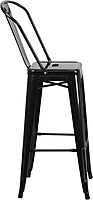 Flash Furniture Commercial Grade 30" High Black Metal Indoor-Outdoor Barstool with Removable Back Black Set of 1