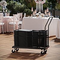 Flash Furniture Kaden L-Shaped Folding Chair Dolly for Large Events, Commercial Grade Steel Folding Chair Cart, Holds up to 36 Chairs, Black Notes