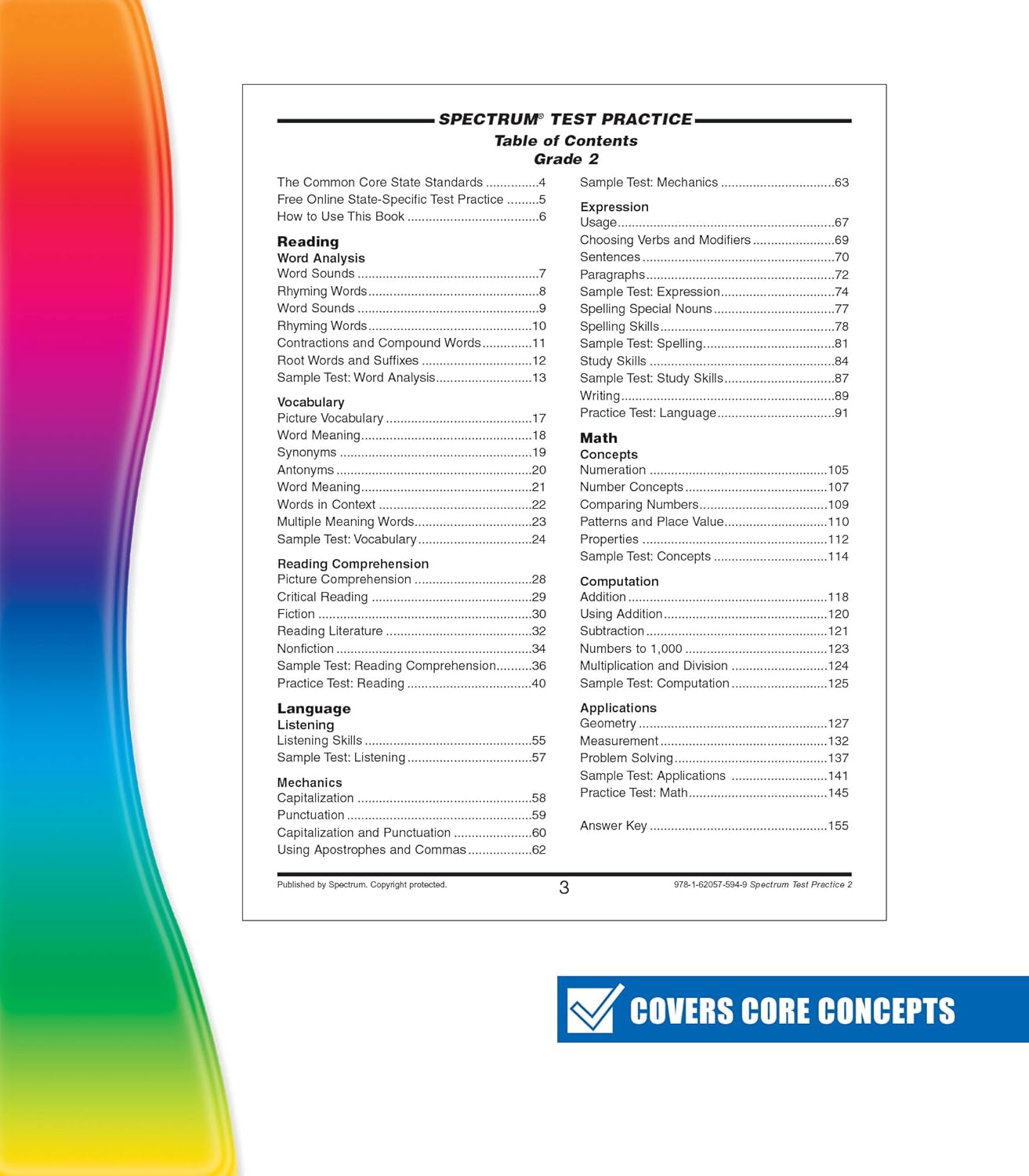 Spectrum Test Prep Grade 2 Workbook, Ages 7-8, Reading Comprehension, Language Arts & Math Workbook, Grammar, Vocabulary