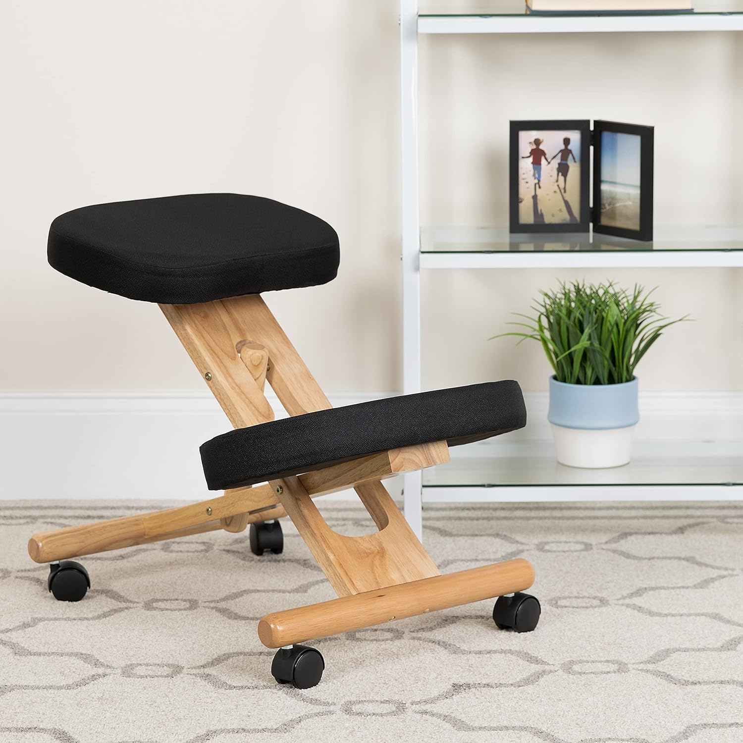 Flash Furniture Posey Mobile Wooden Ergonomic Kneeling Office Chair