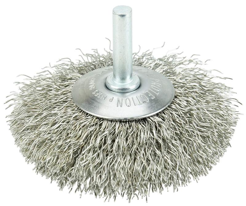 Weiler 3" Stem-Mounted Concave Crimped Wire Wheel, .014" Wire, 1/4" Stem (Pack of 10)