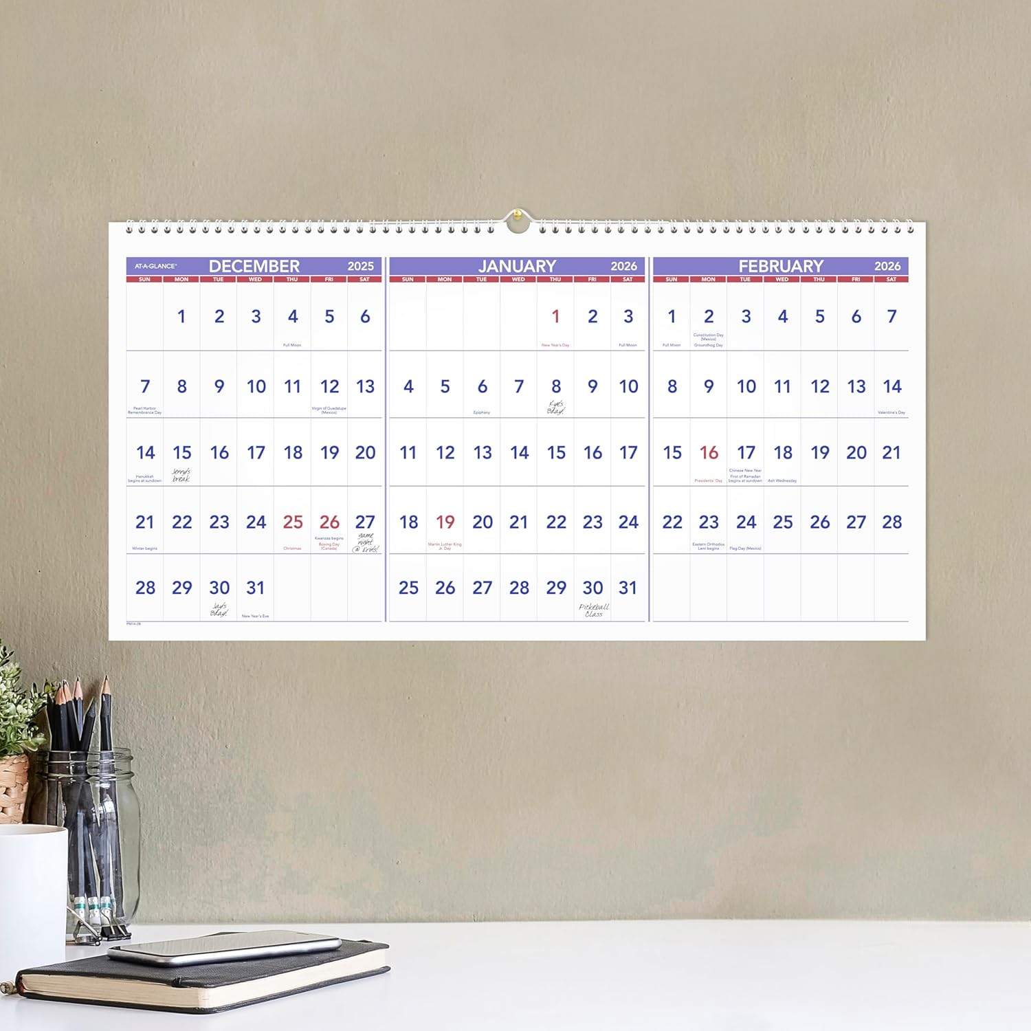 AT-A-GLANCE Three-Month Reference Wall Calendar
