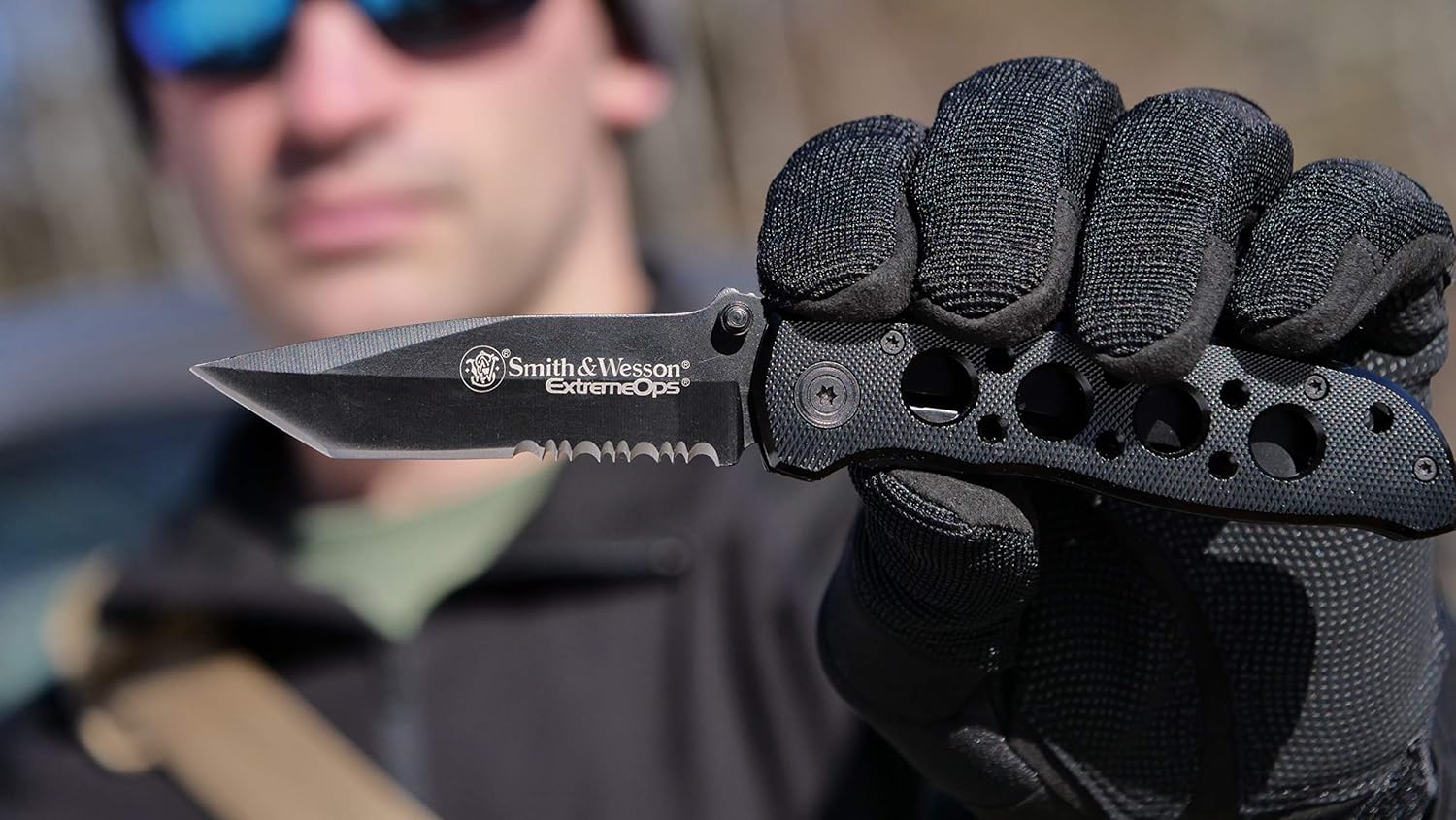 Smith & Wesson CK5TBS 7.4in High Carbon S.S. Folding Knife with a 3.2in Serrated Tanto Blade and Aluminum Handle for Outdoor