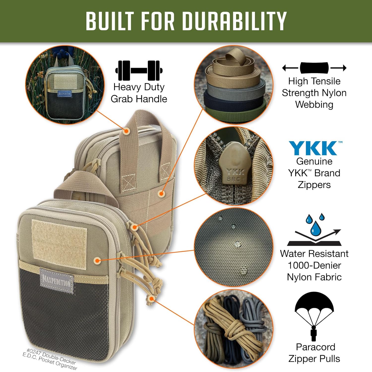 MAXPEDITION Double-Decker EDC Pocket Organizer (5” x 2.5” x 7”)