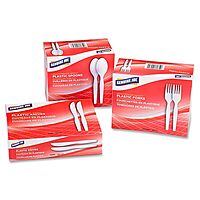 Genuine Joe Heavy/Medium Weight Plastic Spoon, White, 100 Count
