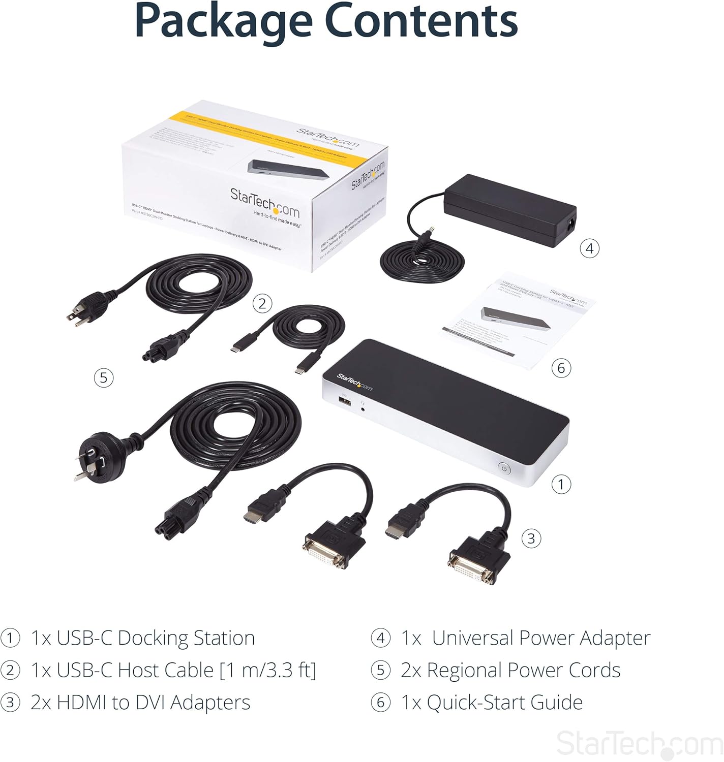 StarTech.com Dual Monitor USB C Docking Station with 60W Power Delivery for Windows Laptops - USB C to HDMI or DVI Dock