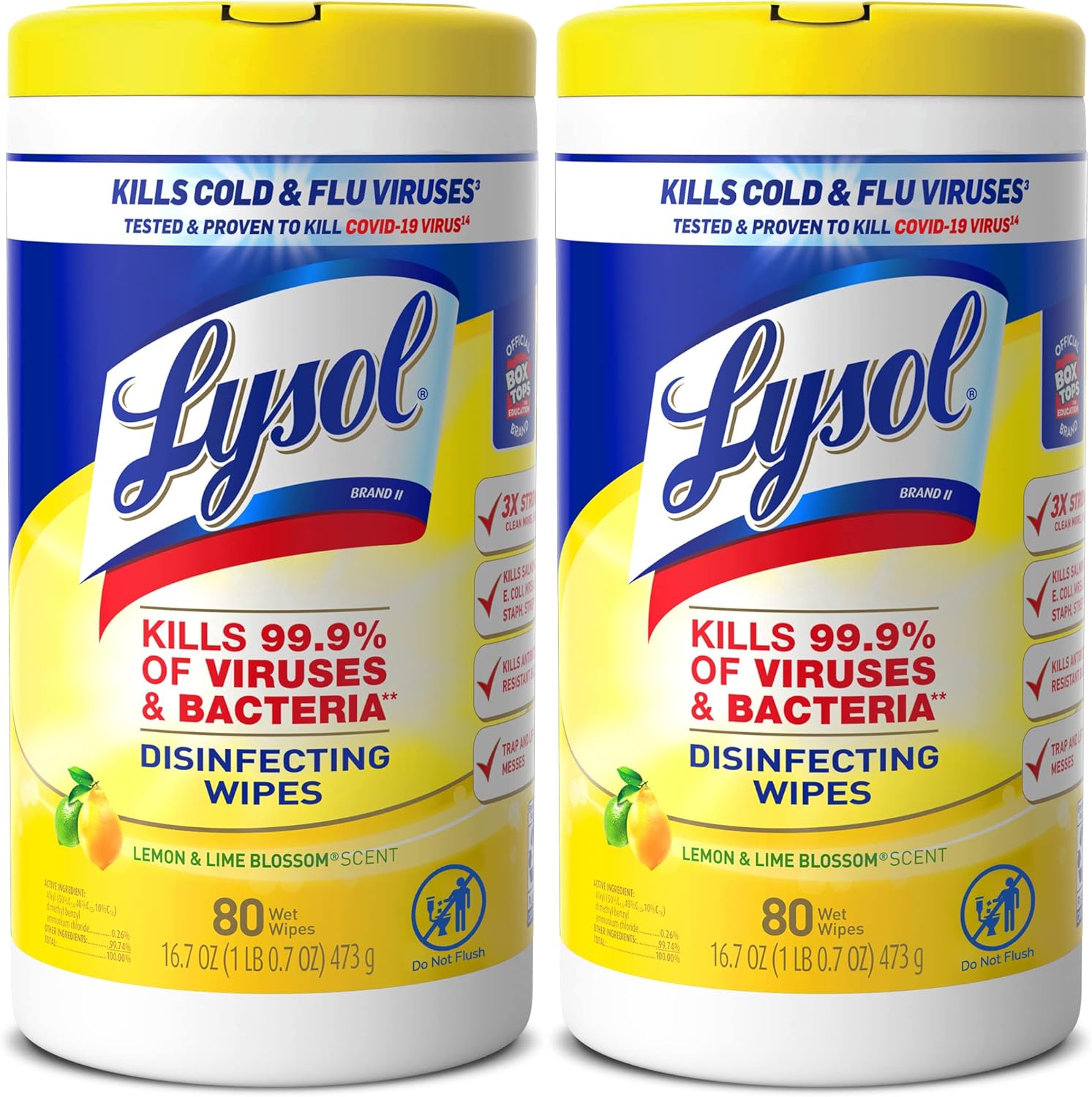 Lysol Disinfectant Wipes Multi-Surface Antibacterial Cleaning Wipes For Disinfecting and Cleaning Lemon and Lime Blossom 80